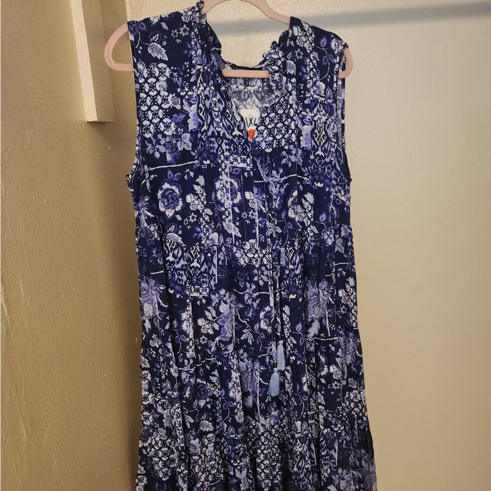 Floral Blue Elizabeth &Nicole Sleeveless Dress